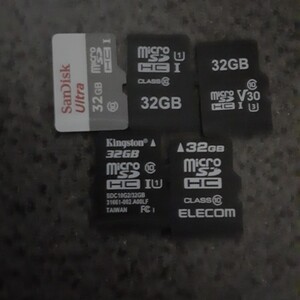 マイクロSDカード 32GB5枚　合計160GB 中古品、データ消去フォーマット済みです。