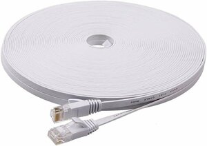 LANケーブル 20m 有線ケーブル ランケーブル フラットタイプ CAT6準拠 有線lanケーブル　カテゴリ6(ホワイト）BB0135