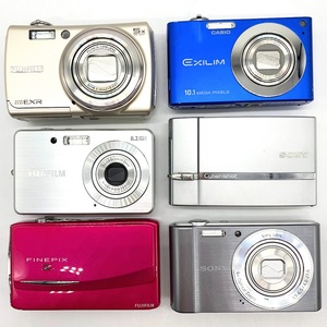 【J-4】通電確認有　SONY　Cyber-shot　FUJIFILM　FINEPIX　CASIO　EXILIM　デジタルカメラ　デジカメ　おまとめ6台　現状品