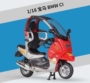 完成品 バイク ミニカー 合金 1/18スケール BMW C1 スクーター ミニチュア レッド 赤 プラスチック オートバイ ダイキャス G154