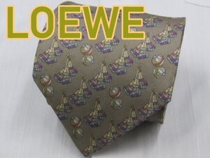 【ロエベ】 OD 430 ロエベ LOEWE ネクタイ グレー系 鈴 プリント