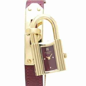 HERMES エルメス ケリーウォッチ KE1.201【電池交換済】 GP(ゴールドメッキ)x革 レディース/130273【中古】【腕時計】