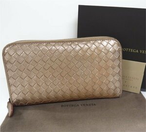 ボッテガヴェネタ イントレチャート ラウンドファスナー 長財布 114076 BOTTEGA VENETA ローズゴールド