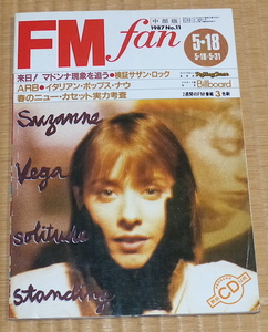 1987 No11 FMfan　表紙 スザンヌ・ヴェガ ☆ Madonna｜マドンナ　REO スピードワゴン　デヴィッド・ボウイ　ワム！　ARB　FM fan｜FMファン