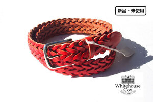 送料無料★新品｜未使用｜ホワイトハウスコックス｜WHITEHOUSE COX｜レザーメッシュベルト｜90cm｜P1127 PLAITED BELT