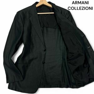 未使用級◎バンブー100% 2XLサイズ位!!アルマーニコレッツォーニ【即完売モデル】ARMANI COLLEZIONI 竹 ジャケット ブラック 春夏◎メンズ