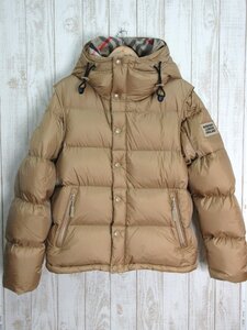 訳あり★バーバリー/BURBERRY LONDON ENGLAND：デタッチャブル ダウンジャケット ベスト 2WAY ノヴァチェック サイズL メンズ 中古/USED