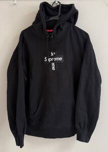 Supreme Cross Box Logo Hooded Sweatshirt M シュプリーム ブラック クロス ボックス ロゴ パーカー フーディー