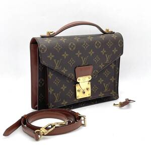 1円 美品 LOUIS VUITTON ルイヴィトン モノグラム モンソー26 2way ハンドバッグ ショルダー ゴールド金具 M51187