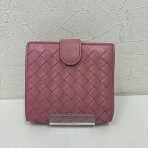 ⑱BOTTEGA VENETA 二つ折り財布 ピンク 無地 S01349984H