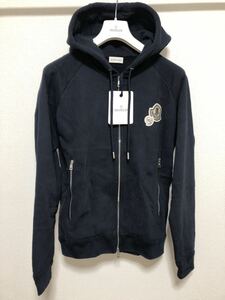 未使用 MONCLER MAGLIA CARDIGAN パーカー ネイビー 系 XXL 正規品 送料無料 ワッペン スウェット フード プルオーバー 白 トレーナー