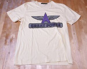 ★AMERICAN RAG CIE★アメリカンラグシー*GREAT POWER*エアロスミス風プリントＴシャツ*サイズ２*未着用*Ｖネック*