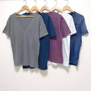 お得!!【まとめ売り】半袖 Tシャツ 5着 セット ZARA ザラ マックレガー H&M Beno Vネック 胸ポケ シンプル 無地 メンズ サイズ L /Y12902j