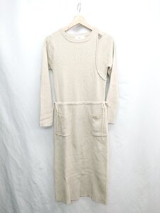 ◇ ⊇ AZUL BY MOUSSY リブニット オフショルダー 長袖 ロング ワンピース サイズM ベージュ レディース E