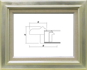 油絵/油彩額縁 木製フレーム ガラス付 7711 サイズ P8号 シルバー 銀