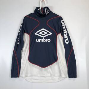 アンブロ UMBRO ハイネック プラクティスシャツ 長袖 ネイビー ホワイト Mサイズ UBA7148