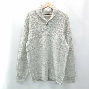 ◇ CRAFT STANDARD BOUTIQUE ケ－ブル編み ウッドボタン 長袖 ニットセ－タ－ サイズLL グレ－系 レディース メンズ E