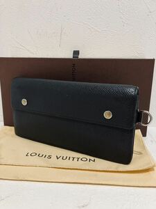 LOUIS VUITTON ★ 極上美品 ルイヴィトン タイガ 黒 ブラック アコルディオン レザー 長財布