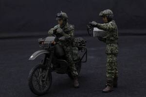 タミヤ 1/35 陸上自衛隊 JGSDF オートバイ偵察要員 ホンダ XLR 250R 戦車長 迷彩服2型 　完成品