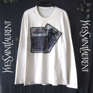 美品　YSL／イブサンローラン★　ロゴ刺繍　長袖Tシャツ