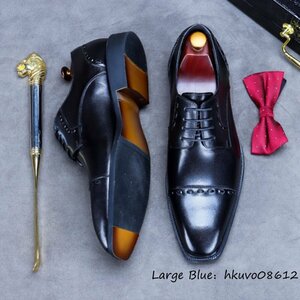 最高級◆定価9万 新品 ビジネスシューズ メンズ 職人手作り 本革 レザーシューズ イギリス風 牛革 革靴 フォーマル 紳士靴 ブラック 28.0cm