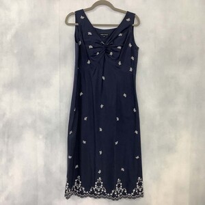 LAURA ASHLEY ローラアシュレイ ワンピース ロング ノースリーブ ネイビー系 11 / 小型便OK [PT14753]