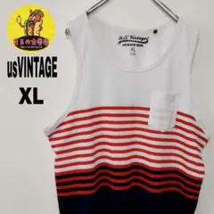 usa古着 USVINTAGE タンクトップ　XL ホワイト　レッド　ネイビー