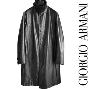 正規品　52サイズ　GIORGIO ARMANI ジョルジオアルマーニ シンセティックレザーバルカラーコート 