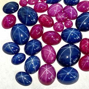 ☆リンデンスターサファイア・ルビーおまとめ63.5ct☆O ルース 裸石 宝石 ジュエリー コランダム star sapphire ruby jewelry w4 A28