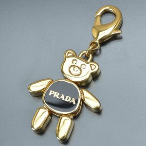 美品 PRADA プラダ テディベア チャーム キーホルダー 1AJB11 ゴールド ブラック 箱付き くま ULE BEAR バッグチャーム Mk.c/k.f