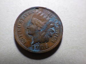 アメリカインディアン１セント銅貨　１９０６年　コレクター放出品
