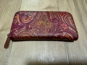 USED●エトロ　ETRO 長財布　ラウンドファスナー　ピンク　可愛い　訳アリ