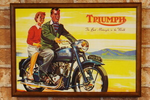 トライアンフ 2人乗り バイク ポスター B4 額縁付き ◆ TRIUMPH 英国 B4-35