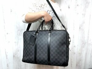 極美品 LOUIS VUITTON ルイヴィトン ダミエグラフィット PDV GM ビジネスバッグ ショルダー バッグ N41123 レザー黒A4可 2WAY メンズ71810Y