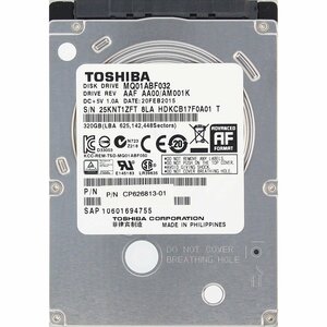 TOSHIBA MQ01ABF032 2.5インチ 7mm SATA600 320GB 2604回 33545時間