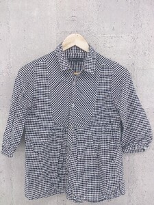 ◇ BEAUTY&YOUTH UNITED ARROWS チェック 五分袖 シャツ ブラウス S ネイビー *