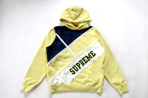 (M)2018Supreme Diagonal Hooded Sweatshirtシュプリームダイアゴナルフーデットスウエットシャツ黄色パーカ