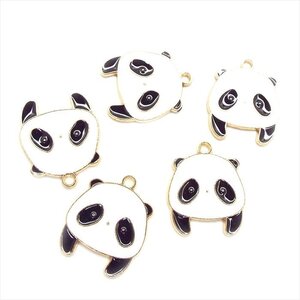 アクセサリーパーツ パンダ ぱんだ 5個セット チャームパーツ ゴールド たれ目 顔 パンダグッズ ハンドメイド アクセサリーP3-110