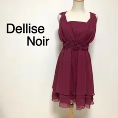 Dellise Noir ピアニーカラー ノースリーブ シフォンドレス