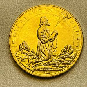 スイス 硬貨 古銭 オプヴァルデン共和国 1743年 ロザリオ ひざまずく聖人 ダカット コイン 重6.70g 金貨