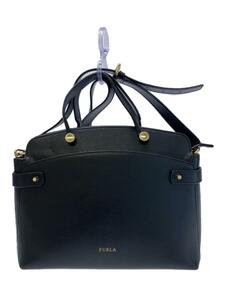 FURLA◆トートバッグ/レザー/BLK/角擦れ有