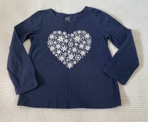 ★★ｂａｂｙＧａｐ　長袖Tシャツ　ネイビー紺　ハート　雪結晶　サイズ３Ｙ　１００★★