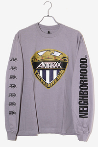 XL 未使用品 2023AW NEIGHBORHOOD × ANTHRAX ネイバーフッド アンスラックス TEE LS-2 プリント 長袖Tシャツ GRAY グレー 232PCNH-LT02S /