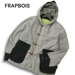 FRAPBOIS フラボア 秋冬 中綿 ライナー★ チェック柄★ デザイン ダッフル コート ジャケット Sz.2　メンズ グレー　A4T11649_B#N