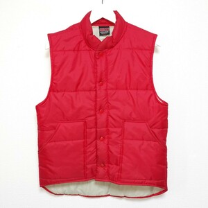 即決 M 90s HILTON ヒルトン 中綿 ベスト VEST 無地 VINTAGE 赤 USA製