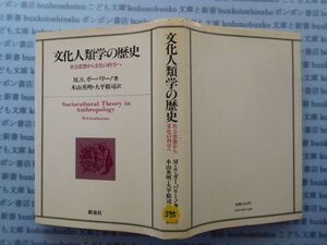 古本　X.no.395 文化人類学の歴史 M・S・ガーバリーノ 木山英明 大平祐司 新泉社 科学　風俗　文化 蔵書　会社資料