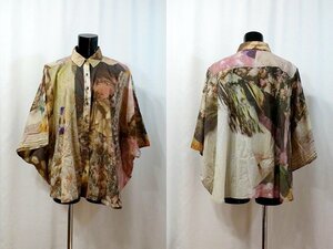 ☆USED☆ ディーゼル ☆ レディース シャツ ドルマンデザイン フラワー柄 七分袖 ブラウン系