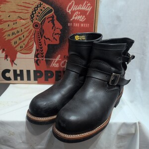 箱付き CHIPPEWA チペワ ショート エンジニアブーツ 1901M10 9 1/2E 27.5cm ブラック 黒 レザー/ドクターマーチン/レッドウィング