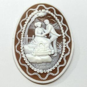 ガロファロ作!!☆シェルカメオ47ct☆約9.4g U宝石 ジュエリー shell cameo jewelry 貴婦人 ブローチ