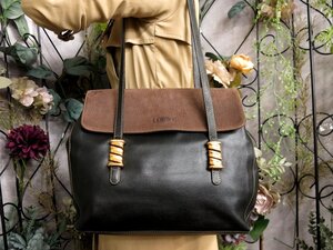 超美品●LOEWE ロエベ●ベラスケス●ロゴ型押し●カーフ レザー 本革●ショルダー バッグ●黒 ブラウン●G金具●ヴィンテージ●B5●Js53383